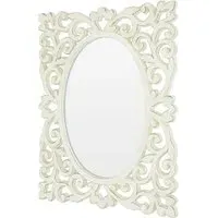 Stains Lace Design Oval Wall Mirror - White, Polyurethane alternate view