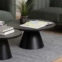 Stanford Large Round Coffee Table - Black, Ceramic