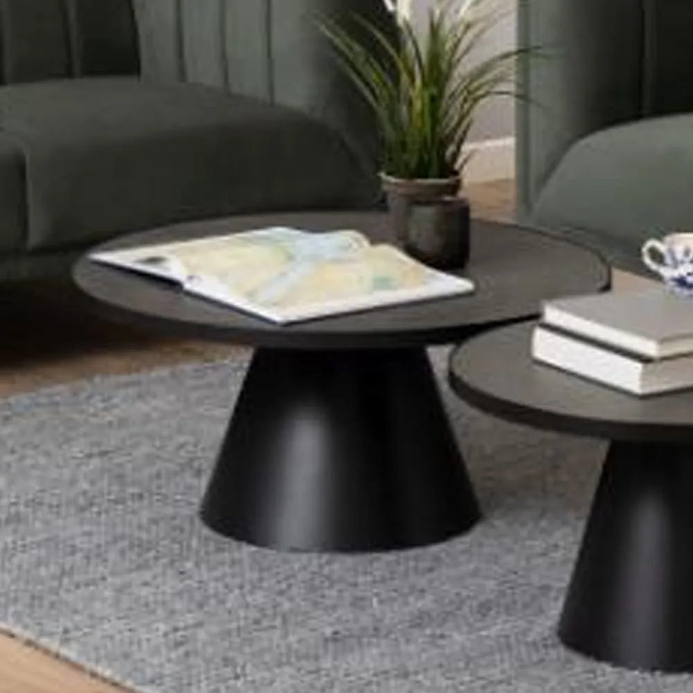 Stanford Large Round Coffee Table - Black, Ceramic