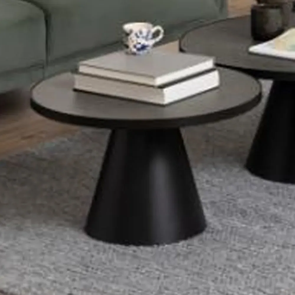 Stanford Medium Round Coffee Table - Black, Ceramic