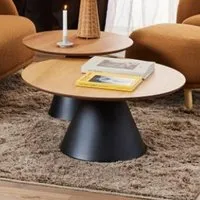 Stanford Medium Round Coffee Table - Black, Oak