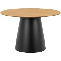 Stanford Round Dining Table with Black Base - Matt Oak alternate view