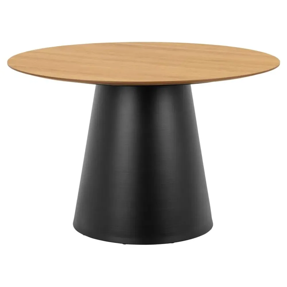 Stanford Round Dining Table with Black Base - Matt Oak image