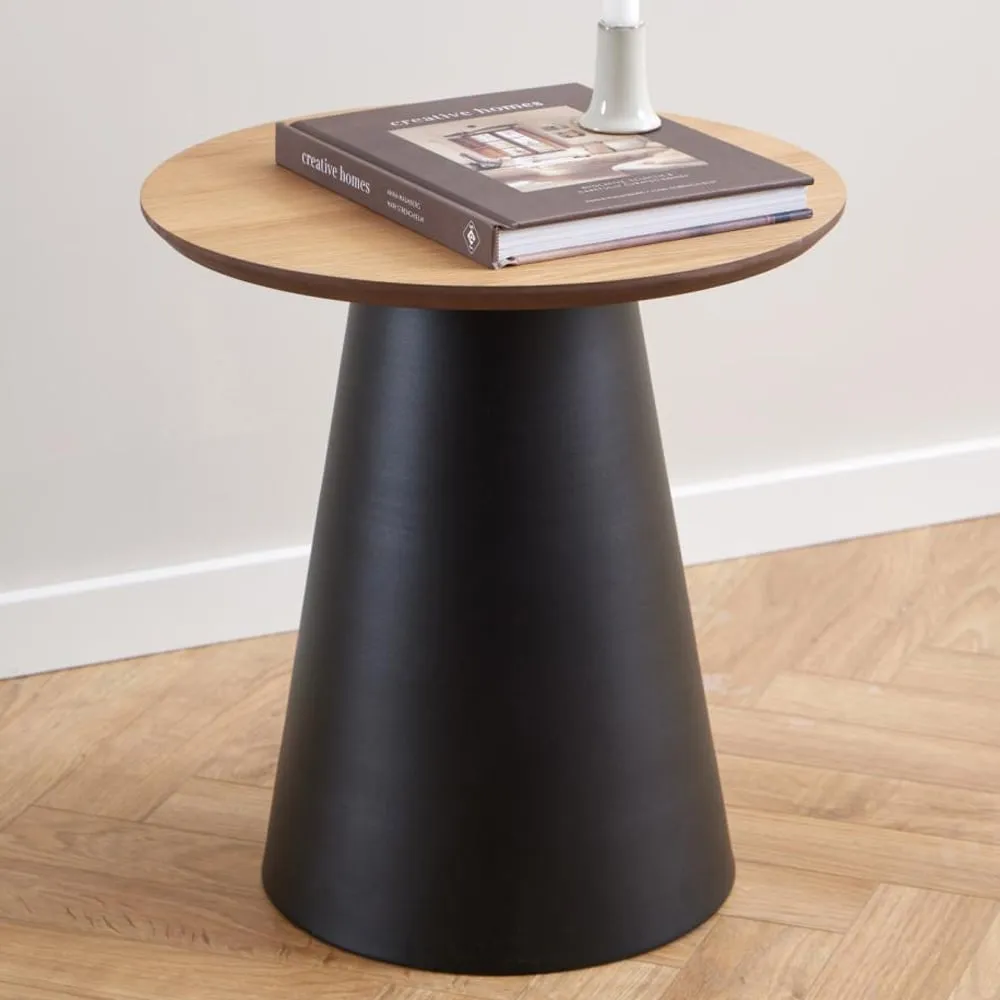 Stanford Small Round Coffee Table - Black, Oak image
