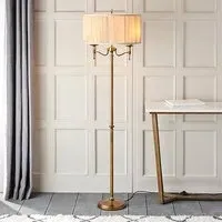 Stanford Twin Floor Lamp - Beige, Antique Brass