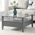 Stanley Square Glass Coffee Table with 2 Drawers - Grey