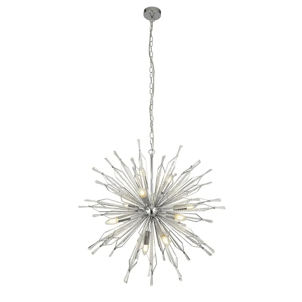 Starburst 10 Light Ceiling Pendant Light - Chrome, Glass image