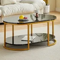 Staten High Gloss Coffee Table - Black Milano Marble Effect