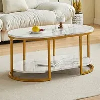 Staten High Gloss Coffee Table - White Diva Marble Effect