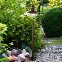 Station Outdoor Tall Acrylic Post Light - Rustic Brown, Clear