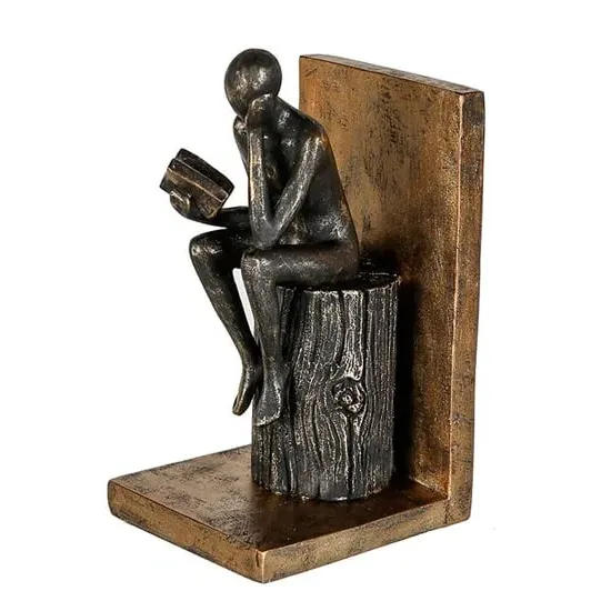 Steampunk Bookend Human Poly Sculpture - Antique Gold image