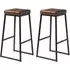 Steeple Bar Stools with Footrest - Brown, Faux Leather