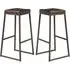 Steeple Raw Metal Frame Bar Stools Pair - Brown, Faux Leather