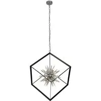 Stellar 6 Lights Square Ceiling Pendant - Black, Steel