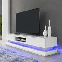 Step TV Stand with LED Lighting - White, High Gloss alternate view