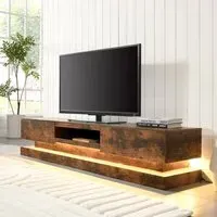Step TV Stand with LED Lighting - Rustic Oak, MDF