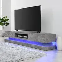 Step TV Stand with Multi LED Lighting - Concrete Effect, MDF