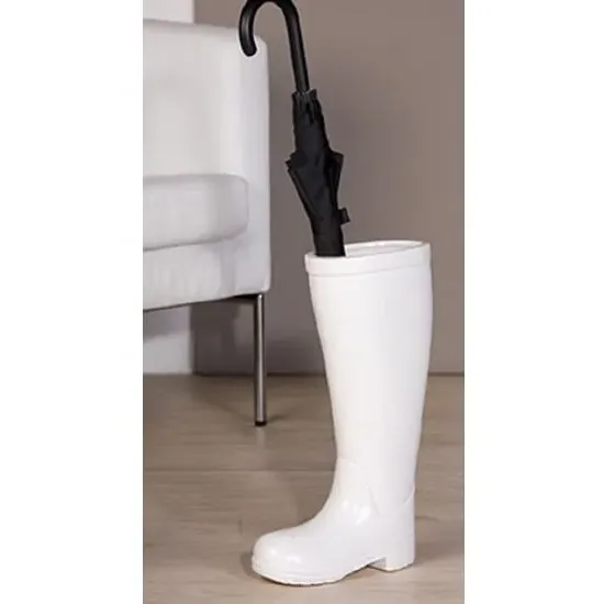 Stiefel Rain Boot Umbrella Stand - White, Ceramic image