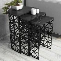 Stil Nesting Side Tables with Metal Base - Black Marble Effect alternate view