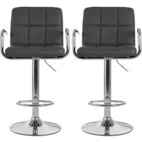 Stocam Bar Chairs with Chrome Base - Grey, Faux Leather