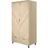 Stockholm 2 Door Wardrobe with 2 Drawers - Sonoma Oak