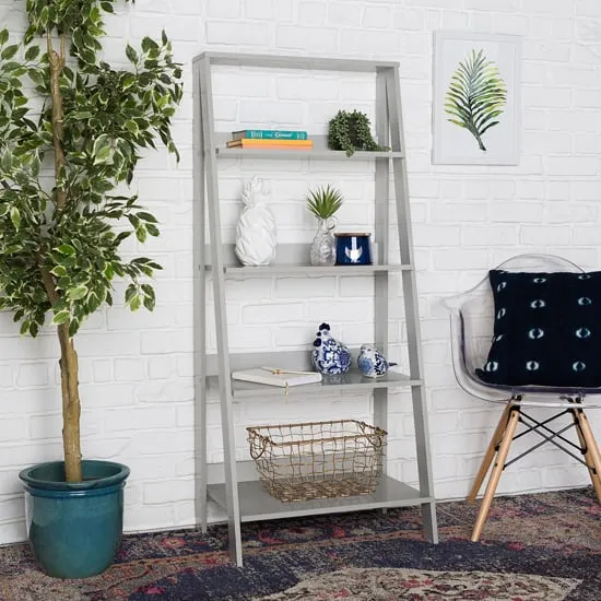 Stockholm 4-Tier Ladder Bookshelf - Grey, MDF image