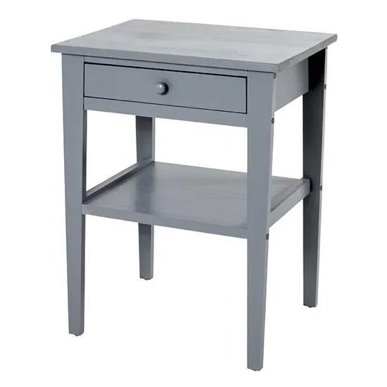 Stockton 1 Drawer Side Table with Shelf - Grey, Solid Wood product