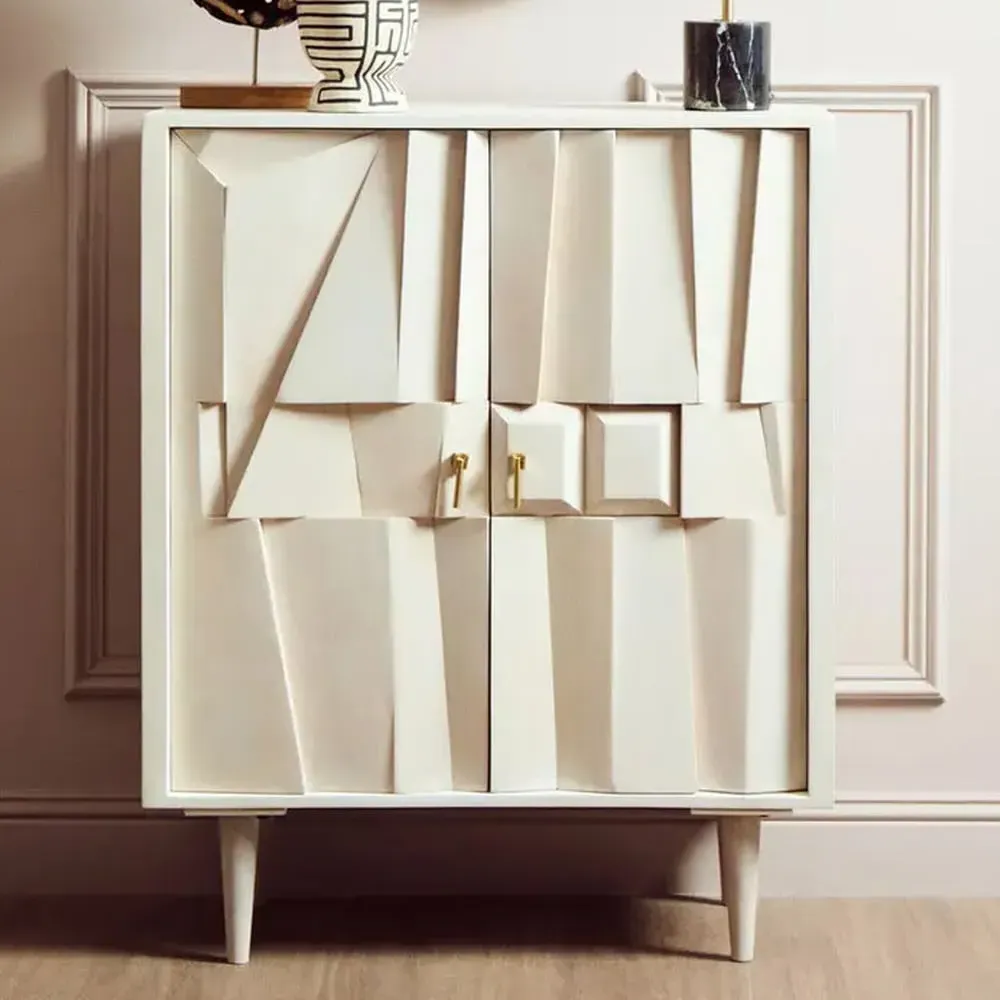 Stockton 2-Door Storage Cabinet - White, Mango Wood