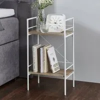 Stockton Metal Side Table 2 Shelves - White, Oak alternate view