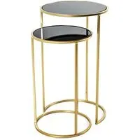 Stockton Round Side Tables Set of 2 - Black, Glass