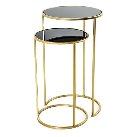 Stockton Round Side Tables Set of 2 - Black, Glass image