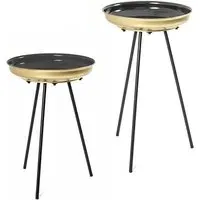 Stockton Set of 2 Side Tables - Black, Metal