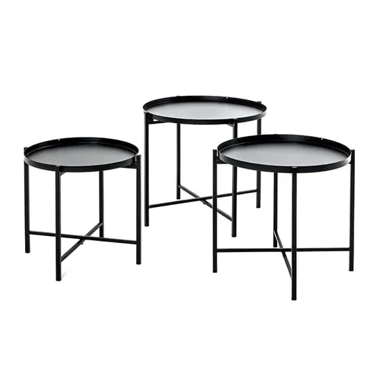 Stockton Set of 3 Side Tables - Black, Metal image
