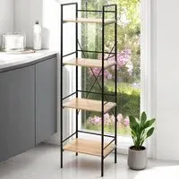 Stockton Shelving Unit with 4 Shelves - Black, Oak