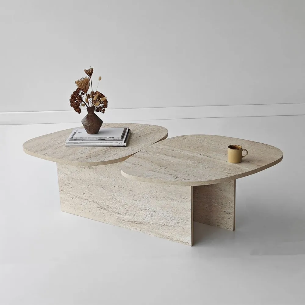 Stones Coffee Table - Travertine Marble Effect, Melamine product