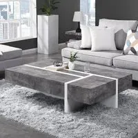 Storm Coffee Table with Storage - White, Concrete Effect