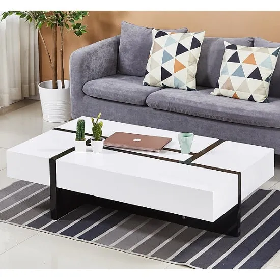 Storm Rectangular Coffee Table with Storage - Black, MDF