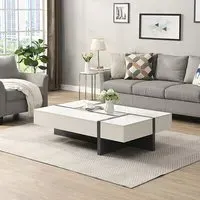Storm Rectangular Coffee Table with Storage - Grey, MDF