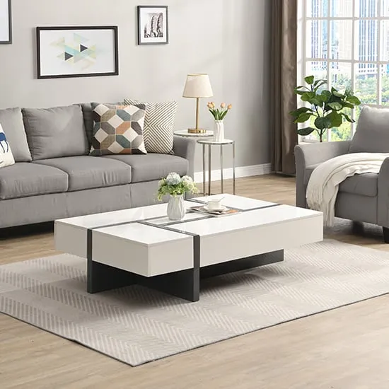 Storm Rectangular Coffee Table with Storage - Grey, MDF