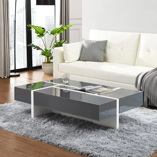 Storm Rectangular Coffee Table with Storage - Grey, MDF image