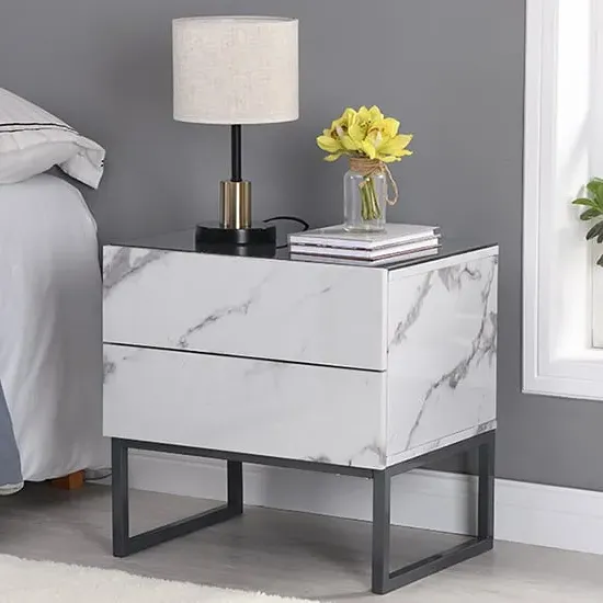 Strada 2 Drawer Bedside Cabinet - Marble Effect image