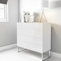 Strada 5 Drawer Chest - White, High Gloss