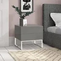 Strada Bedside Cabinet with 2 Drawers - Grey