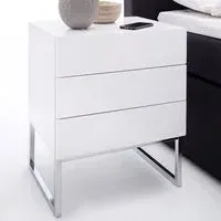 Strada Bedside Cabinet with 3 Drawers - White