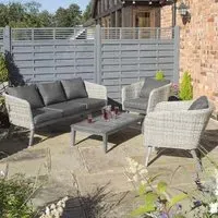 Strangford Rattan Garden Sofa Set with Coffee Table - Natural