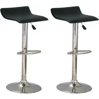 Stratos Bar Stools with Chrome Base - Black, PVC