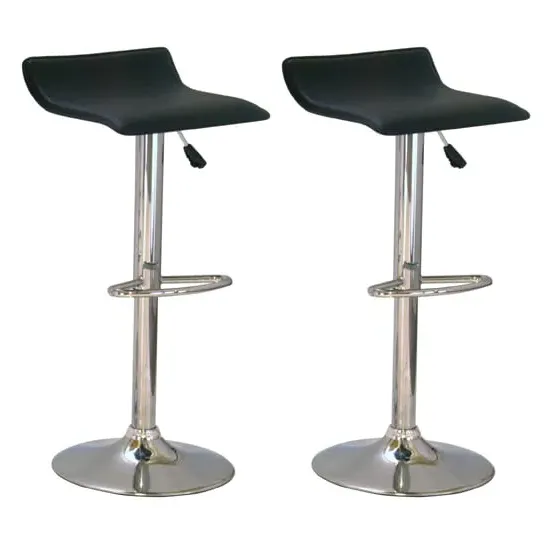 Stratos Bar Stools with Chrome Base - Black, PVC image