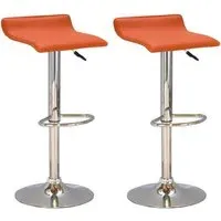 Stratos Bar Stools with Chrome Base - Orange, PVC