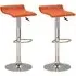 Stratos Bar Stools with Chrome Base - Orange, PVC