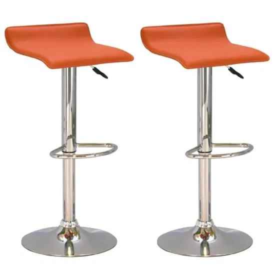 Stratos Bar Stools with Chrome Base - Orange, PVC
